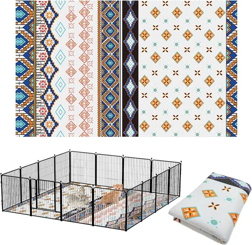 Vista 13 de BNOSDM 79" X 55" Forro de Jaula Grande para Conejos Lavable Reutilizable Alfombra de Suelo para Conejos Antideslizante para Conejos, Alfombra