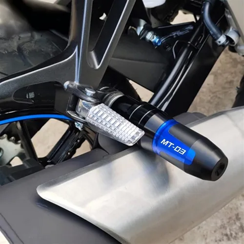 Vista 4 de Marcos protectores para Yamaha MT03 MT-03 2015 2016 2017 2018 2019 2020 motocicleta CNC Accesorios Marcos de escape deslizantes Almohadillas