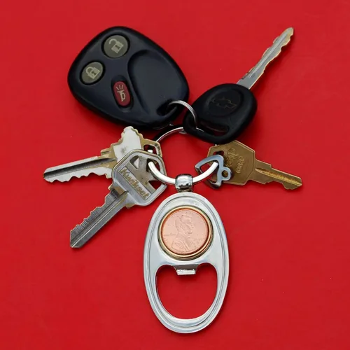 Vista 6 de US 1988 Lincoln Small Cent BU Uncirculated Coin Gold Silver Two Tone Key Chain Ring Bottle Opener NEW - Lucky Penny