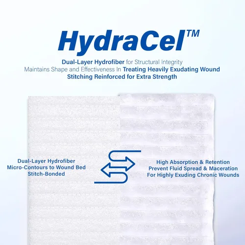 Vista 2 de EVERLIT HydraCel Apósito Hidrofibra estéril de doble capa con costuras Almohadilla avanzada extra absorbente para el manejo de heridas