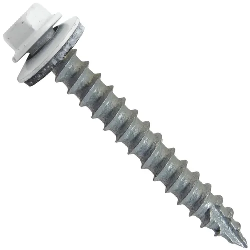 Vista 7 de Tornillos para techos de metal # 14: (250) tornillos x 2 "ABC gris Tornillo de techo de chapa de metal para techo. Tornillos de revestimiento
