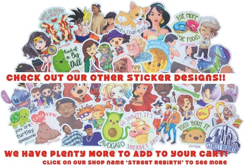 Vista 2 de Paquete de calcomanías grandes y cómodas para sofá, calcomanías de vinilo dibujadas a mano, tamaño promedio de 4.5 pulgadas, resistente al agua