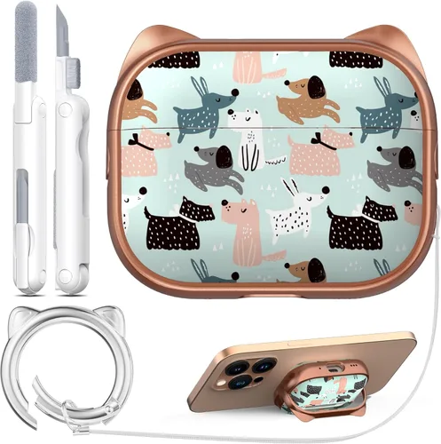 Vista 40 de RFUNGUANGO AirPods Pro - Funda transparente de TPU suave con kit de limpieza y llavero, compatible con Magsafe, funda protectora compatible