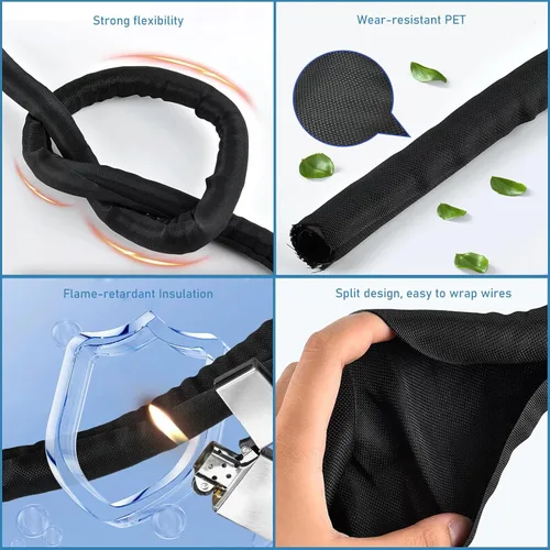 Vista 2 de Protectores de cables de 1 pulgada para mascotas anti-mordida, protector de cables de 10 pies cubiertas de cables para mascotas, funda de cable