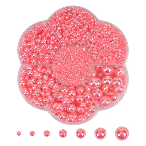 Vista 24 de 5800 piezas de medias perlas para manualidades, perlas de espalda plana para hacer obras de arte, accesorios de diamantes de imitación de bricolaje