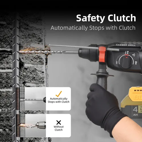 Vista 6 de SDS-Plus - Taladro de martillo giratorio inalámbrico compatible con batería Dewalt de 20 V (sin batería), motor sin escobillas, embrague