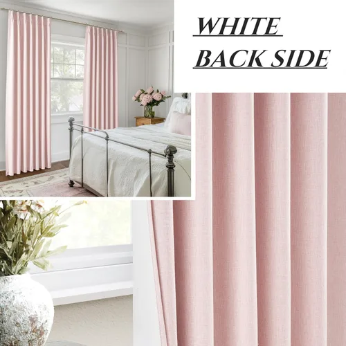 Vista 5 de Cortinas y Drapeados Modernos con Pliegues Pellizco Rosa Bebé de 84 Pulgadas de Largo, Juego de 2 Paneles para Sala de Estar, Cortina de Ventana