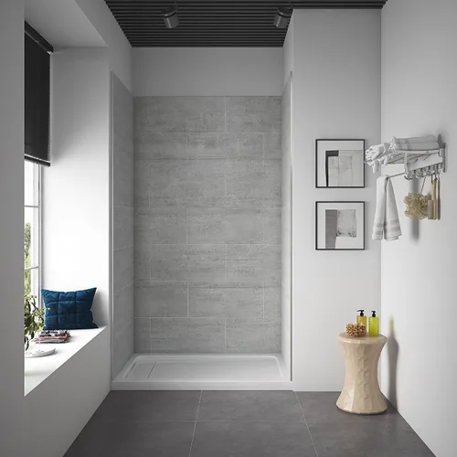 OVE Decors Misty - Alcoba de pared de ducha de 32 pulgadas, color gris