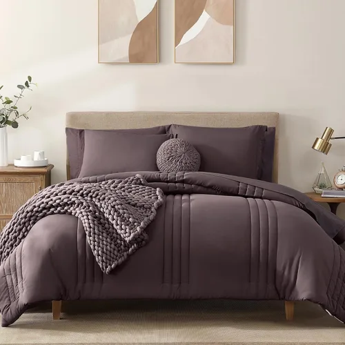 Vista 36 de Monbix Juego de ropa de cama tamaño Twin XL - Juego de 5 piezas extra largo para dormitorio, diseño acolchado, cama en una bolsa Twin XL