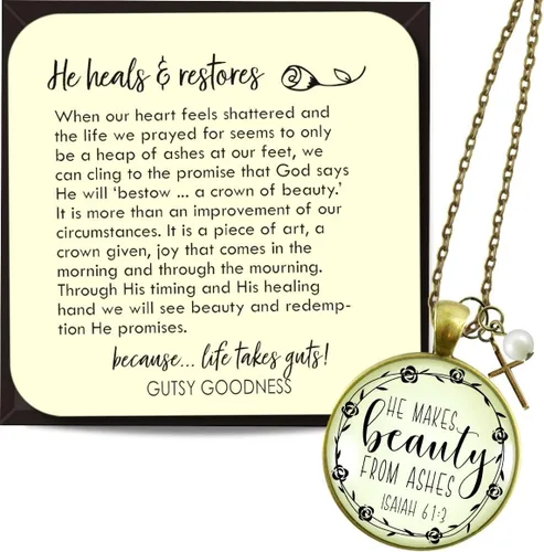 Gutsy Goodness Faith He Cares - Collares hechos a mano con mensaje para mujer cristiana