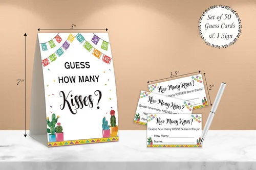 Vista 2 de Juego de despedida de soltera con texto en inglés «How Many Kisses», decoraciones de despedida de soltera, juegos populares de despedida de soltera