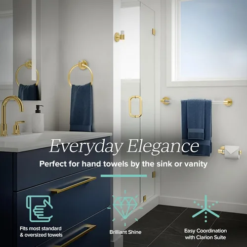 Vista 5 de Gatco Clarion - Toallero de 18 pulgadas de largo, latón cepillado acrílico transparente