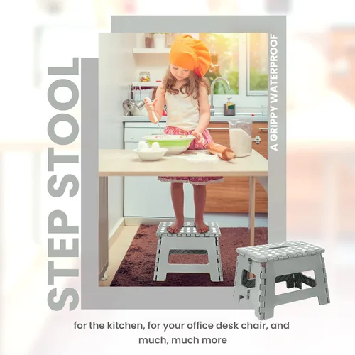 Vista 35 de Utopia Home - Taburete plegable, taburete de pie de 9 pulgadas de ancho, soporta hasta 300 libras, de plástico ligero para cocina, baño y sala