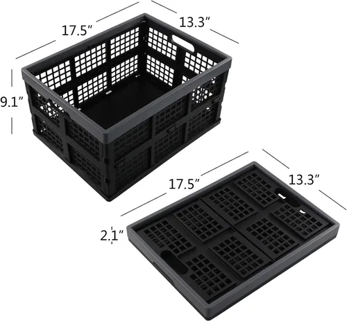 Vista 2 de Cajas de leche de almacenamiento de plástico de 34 L, cesta de almacenamiento plegable grande, 2 paquetes