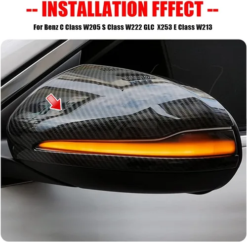 Vista 3 de Parpadeo secuencial dinámico compatible con Be-nz C E S GLC W205 X253 W213 W222 V Clase W447 LED espejo lateral intermitente montaje