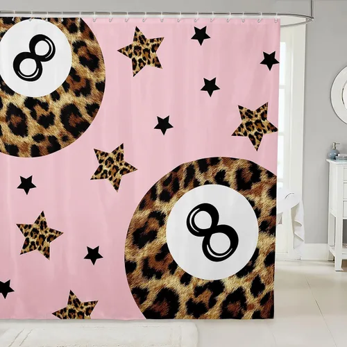 Vista 15 de Erosebridal Lucky 8 Ball Waterproof Bathroom Curtains, Stars and Moon Shower Curtain Celestial Constellation Bath Curtain Minimalist Style Kid’S