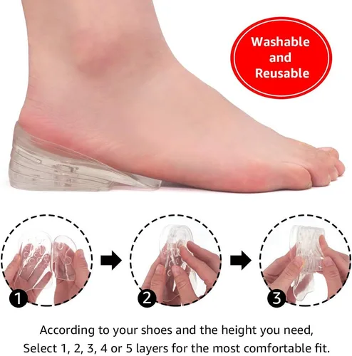 Vista 5 de Dr.Foot Plantillas ajustables de 5 capas de aumento de altura, insertos de cojín de talón de silicona para hombres y mujeres, insertos de elevación