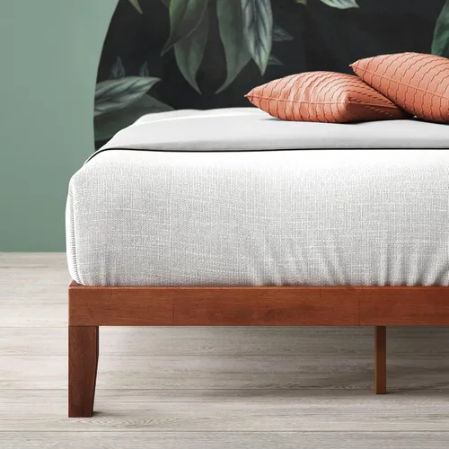 Vista 4 de Zinus Wen Wood Platform Bed Frame/Solid Wood Foundation/Wood Slat Support/No Box Spring Needed/Easy Assembly, Queen