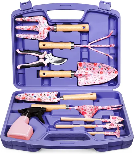 Vista 8 de Grenebo Juego de herramientas de jardinería de 12 piezas para mujer, herramientas de jardín resistentes al óxido y resistentes con funda