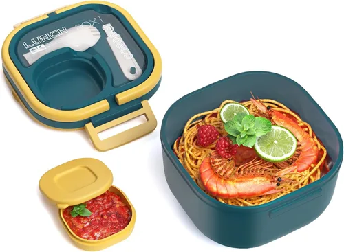 Lonchera Bento para adultos y niños, contenedor de comida con un solo compartimento, sin BPA, apta para microondas y lavavajillas, con divisor Azul de PEDECO