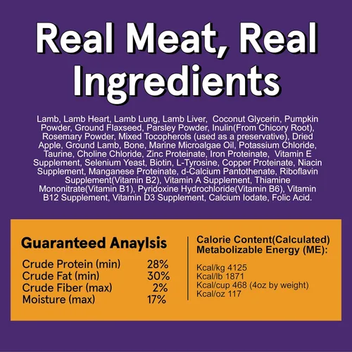 Vista 4 de Real Meat - Alimento para perros secado al aire con cordero real, dos bolsas de 5 libras de alimento para perros de carne real sin cereales hecho