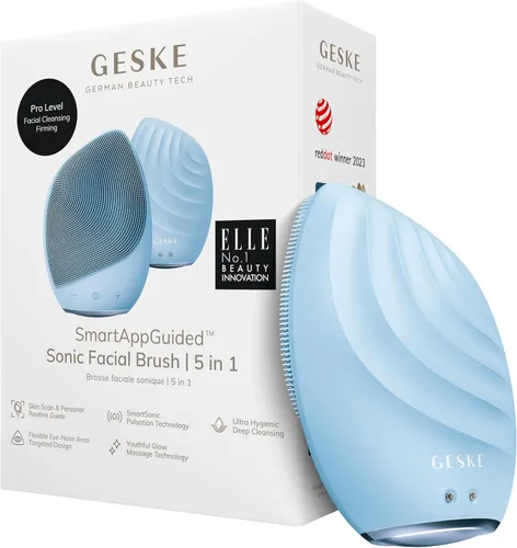GESKE SmartAppGuided™ Cepillo facial sónico 5 en 1 | Cepillo de limpieza facial eléctrico vibratorio | Cepillo de silicona suave | Limpiador facial