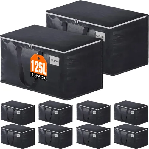 Vista 8 de Fabspace Bolsas de mudanza resistentes con cremalleras fuertes y asas, suministros de mudanza plegables, bolsas de almacenamiento para embalaje