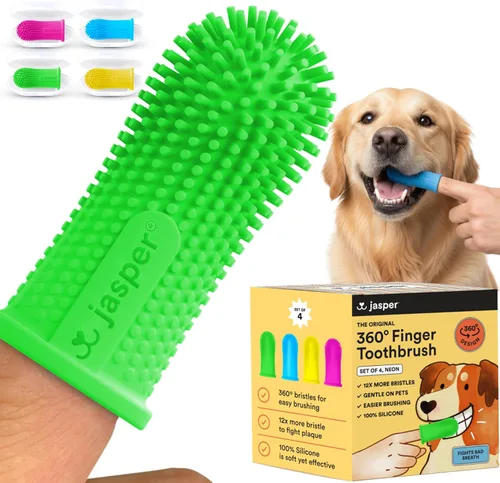 Vista 17 de Jasper Cepillo de dientes para perros, kit de cepillado de dientes de mascotas de 360 grados, cepillo de dientes para gatos, kit de cuidado dental