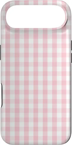 Vista 27 de White and Light Pink Pastel Color Gingham Check Case for iPhone 17