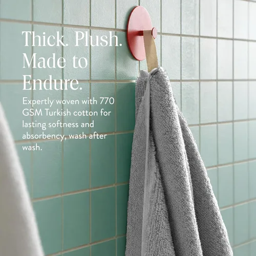 Vista 6 de Brooklinen Juego de 4 toallas de baño de algodón turco súper afelpadas - Algodón, 820 GSM, altamente absorbentes, lavables a máquina, perfectas