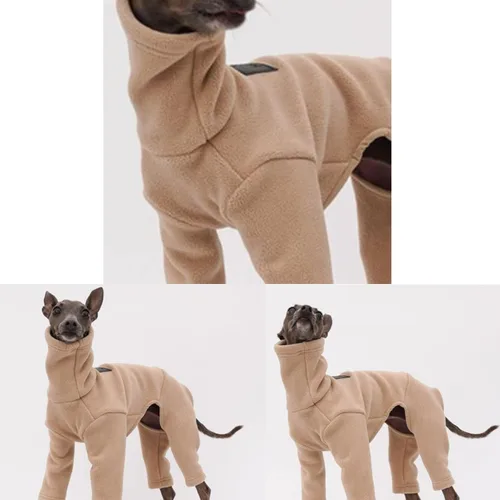 Vista 4 de Greyhound Clothes - Overol de invierno para perro, cálido de cuello alto, overol de cuatro patas, sudadera de manga larga, abrigo al aire libre