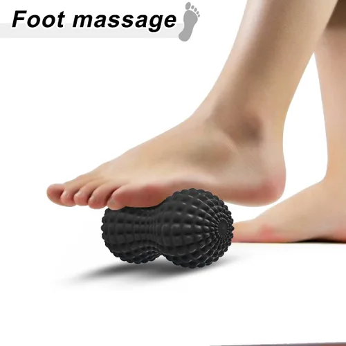 Vista 4 de SELEWARE Bola de masaje de maní, bola de masaje de lacrosse doble de maní para espalda, cuello, hombros, columna vertebral, piernas, caderas, bola