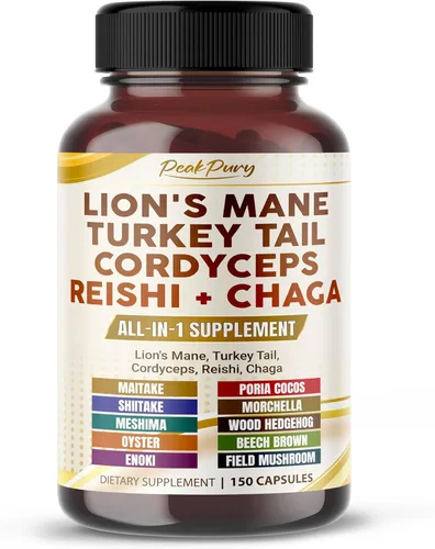 Lion's Mane Turkey Tail Cordyceps Reishi Chaga - Apoyo al Bienestar General