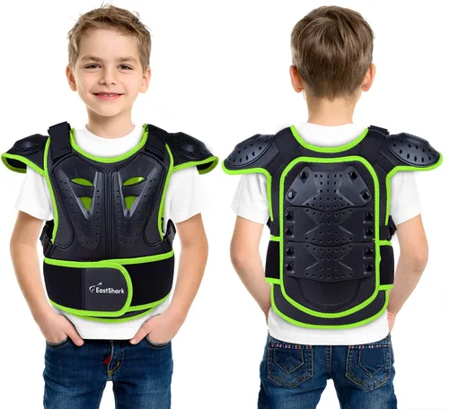 Seahouse Chaleco de armadura de motocicleta para niños, protector de espalda, chaqueta blindada de carreras de calle para hombre+1 bandana al azar