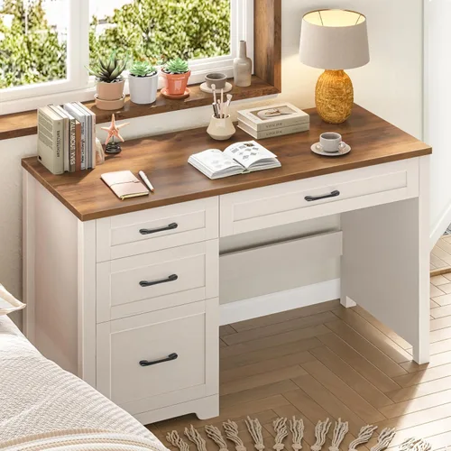 Vista 19 de Befrases Farmhouse 47" Executive Desk with 3 Storage Drawers, Wood Computer Desk with File Drawer, Workstation for Home Office, Study