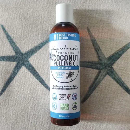 Vista 6 de Kapuluan Aceite de coco para dientes y encías, enjuague bucal 100% puro y natural, sin OMG, ayurvédico - Aceite de menta