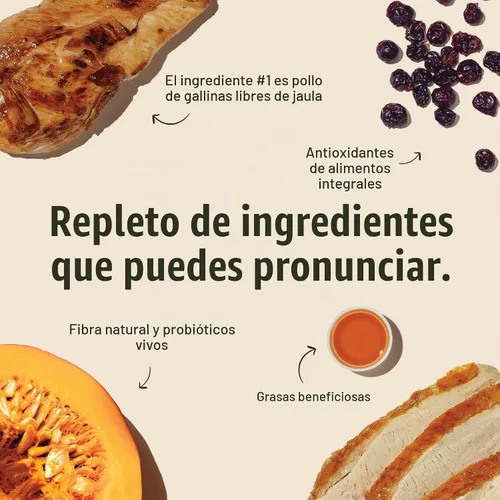 Vista 5 de The Honest Kitchen Pollo sin granos, racimos de alimentos secos para gatos, receta de grado humano con pollo y probióticos sin jaula, soporte