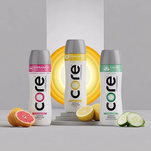 Vista 4 de CORE Hydration+ Calm, Agua de Nutrientes Mejorada con Esencia de Pepino y L-Teanina, Botella de 23.9 fl. oz (Paquete de 12)