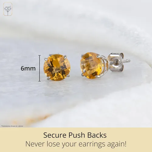 Vista 3 de 10k Yellow Gold Round Checkerboard Cut Stud Earrings (6mm) by MAX + STONE