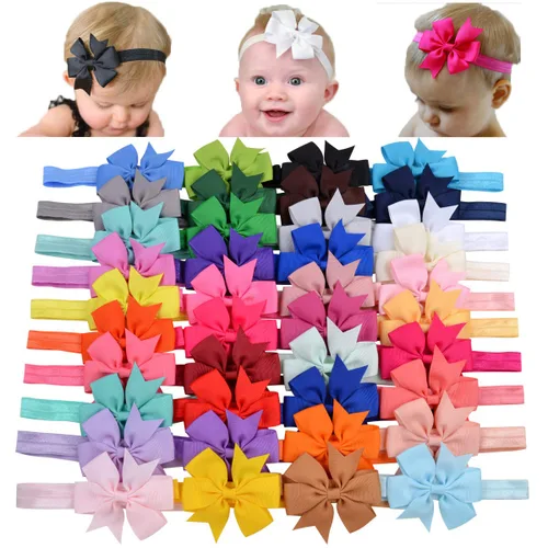 jollybows 40 piezas Diademas con Lazos de Cinta Grosgrain para Bebés Niñas 3" Banda para el Cabello Accesorios para el Cabello para Bebés Recién