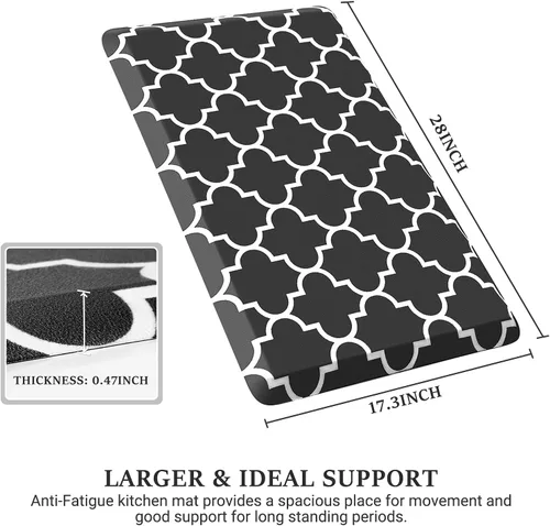 Vista 2 de WISELIFE Tapete de cocina acolchado antifatiga, 17.3 x 28 pulgadas, antideslizante, resistente, de PVC, ergonómico, impermeable, cómodo