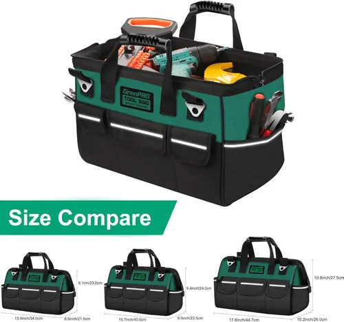 Vista 5 de Bolsa organizadora de herramientas para hombres, bolsas de herramientas pequeñas de boca ancha, bolsa de herramientas de mango suave de 13.5