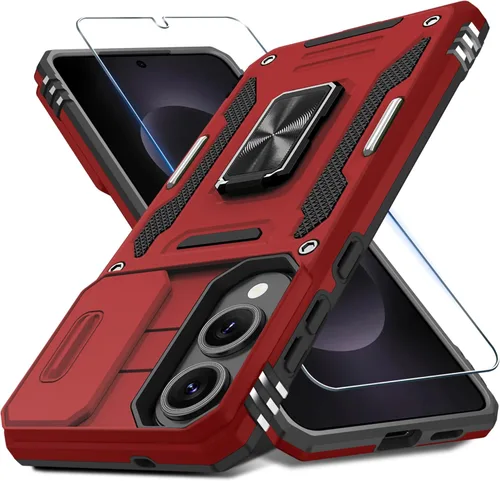 Vista 87 de DEERLAMN Funda para Samsung Galaxy A15 5G con cubierta deslizante para la cámara + protector de pantalla (1 paquete), soporte de anillo giratorio