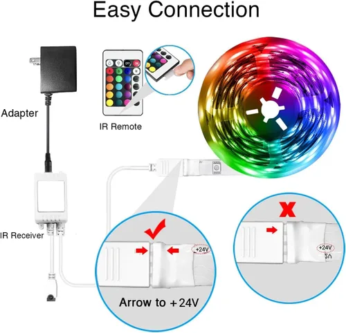 Vista 3 de DAYBETTER - Tiras de luces LED inteligentes con control remoto de aplicación, 5050 RGB para dormitorio, sincronización de música, cambio