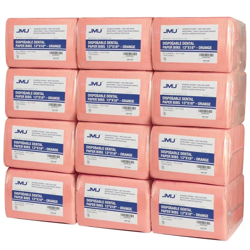 Vista 23 de JMU 1000 baberos dentales, 2 capas de pañuelo 1 capa de película, baberos dentales negros desechables a granel de 33 cm x 45,7 cm, baberos