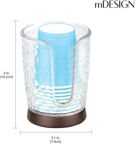 Vista 3 de mDesign - Dispensador compacto de tazas de papel desechables, pequeño, de plástico/acero, soporte de almacenamiento para enjuagar tazas en encimeras