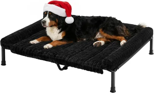 Vista 14 de Veehoo Cama Elevada para Perros de Tamaño Grande con Cojín Reforzado de Felpa Esponjosa, Cama Sofá Ortopédica Lavable para Perros, Catre Elevado