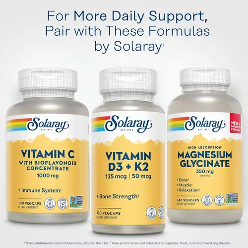 Vista 6 de SOLARAY Vitamina C con concentrado de bioflavonoide – Escaramujos, cereza de acerola y bioflavonoides – Vitamina C 1000 mg – Función inmune, piel