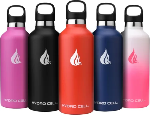 Vista 49 de HYDRO CELL Botella de agua de acero inoxidable con sorbete y 2 tapas estándar de boca (32 onzas, 24 onzas, 20 onzas, 16 onzas), mantiene