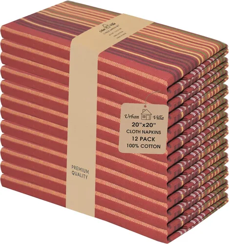 Vista 13 de Urban Villa - Juego de 12 servilletas de tela de 50 x 50 centímetros 100% algodón, servilletas lavables, duraderas, reutilizables y absorbentes